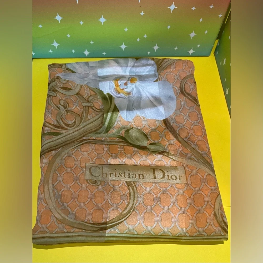 Christian Dior Floral Silk Scarf 34X34